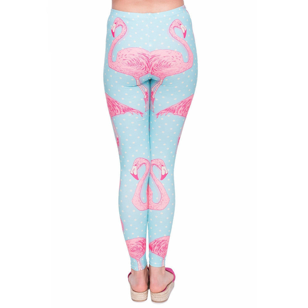 Flamingo blue European and American printed pants