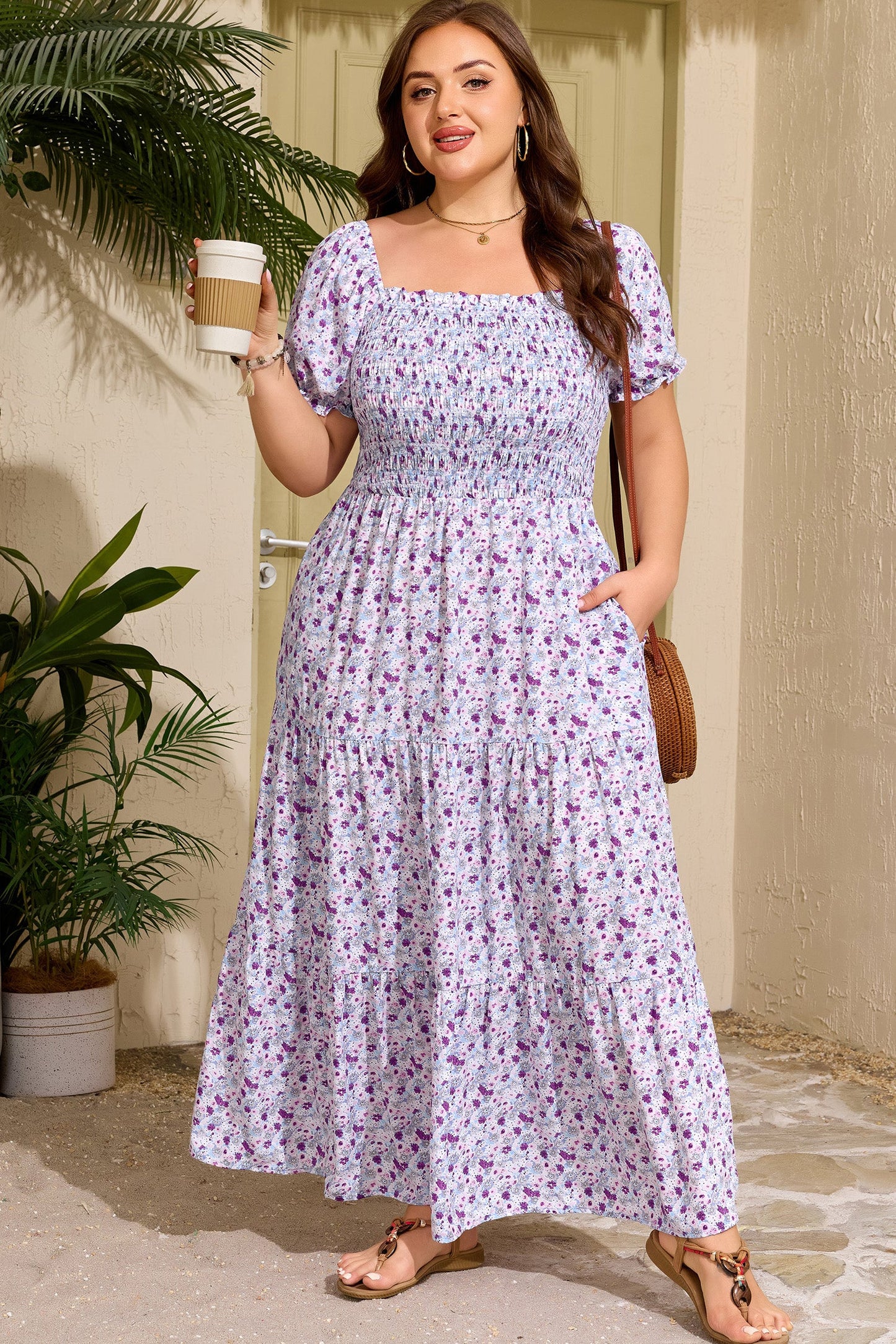Kelsey Square Smocked Maxi PLUS Dress