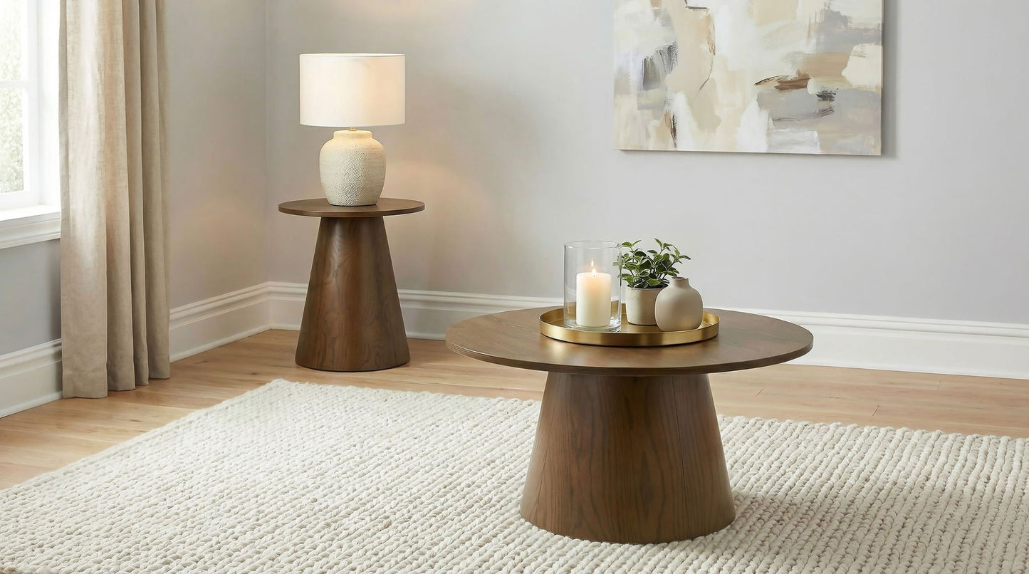 Franklin 36-inch Round Pedestal Coffee Table Dark Brown