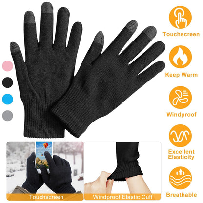 Unisex Winter Knit Gloves Touchscreen Outdoor Windproof Cycling Skiing Warm Gloves