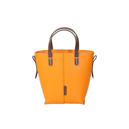 Genuine leather Simple tote bag for women elegant satchel purse antique tone