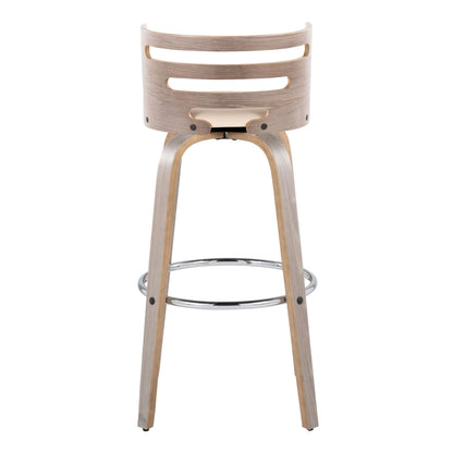 Cosini - Mid Century Modern Fixed Height, Barstool With Swivel With Round Footrest (Set of 2)
