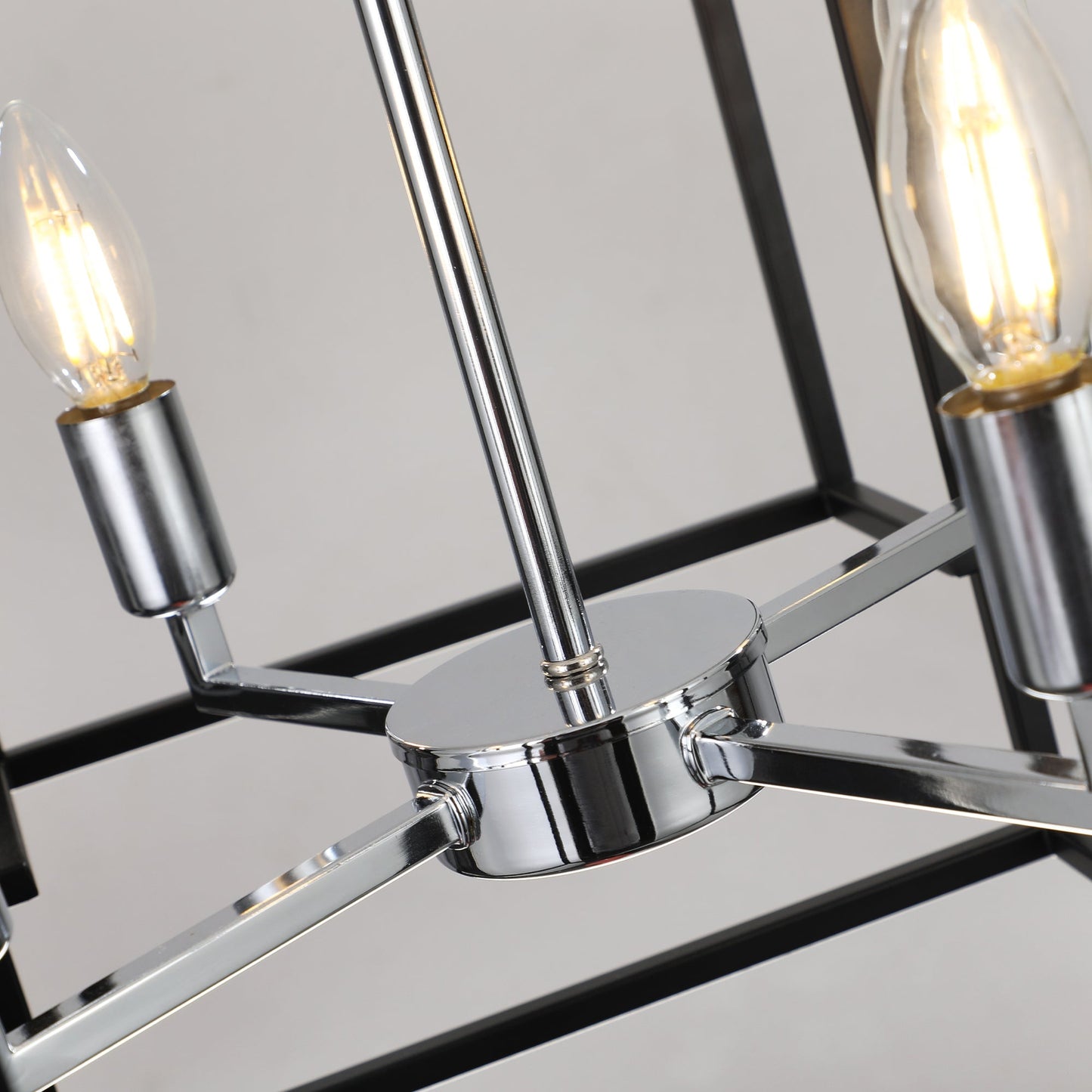 18' Modern 8-Light Black & Chrome Geometric Pendant Chandelier