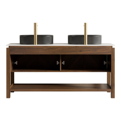 Indigo 60" Bathroom Vanity with Sintered Stone Countertop and Vessel Sink