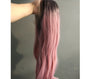 Front Lace Wig Long Straight Hair Female Middle Gradient Ombre Green Chemical Fiber Hood