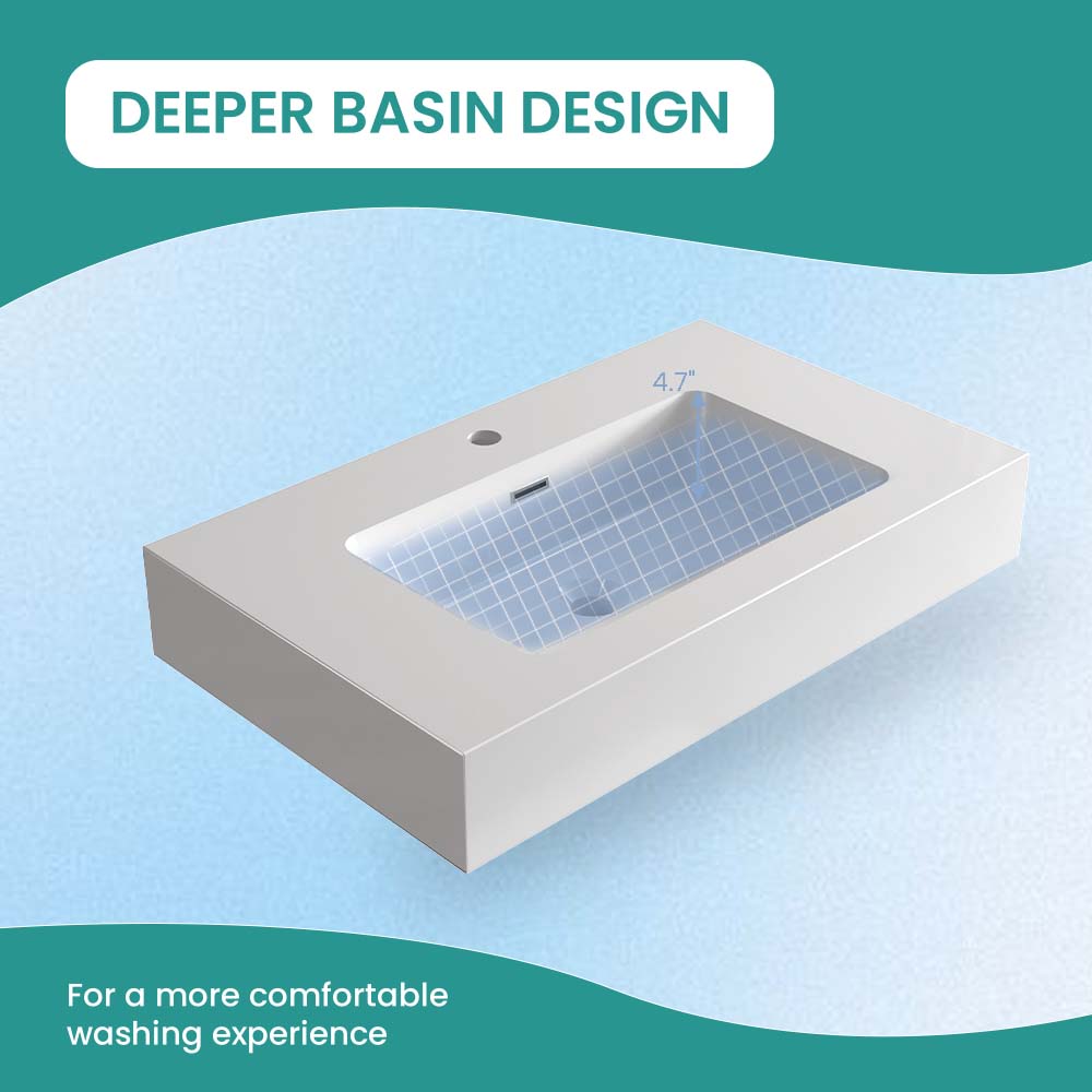 Glossy White Integrated Solid Surface Basin