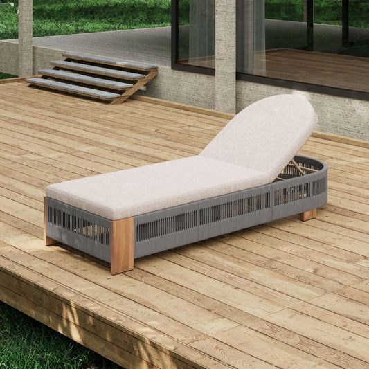 Outdoor Chaise Lounge Chair with Adjustable Backrest and Cushion