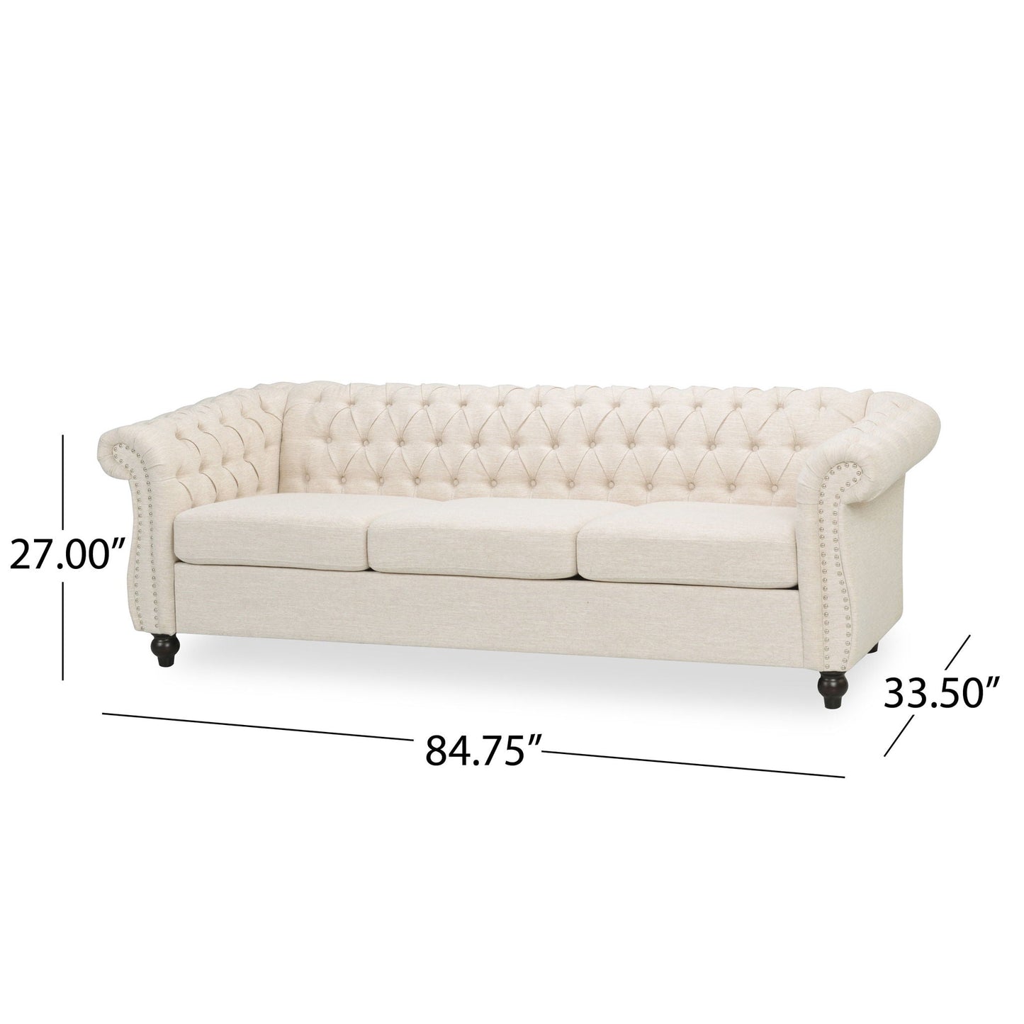 Chesterfield Style 3 Seater Sofa With Deep Button Tufting