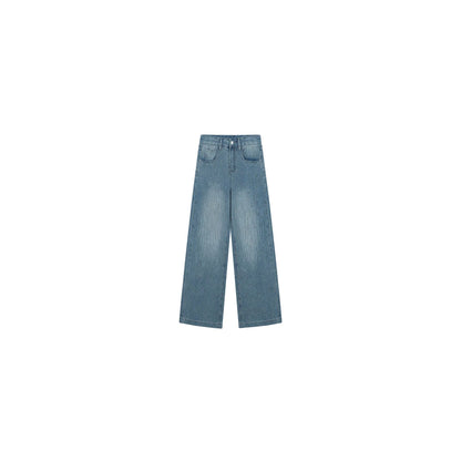 Womens Fashionable Rhinestone-Embellished Loose-Fit Straight-Leg Jeans