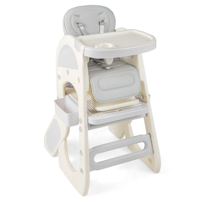 Convertible Baby High Chair with Double-layer Tray and Adjustable Backrest