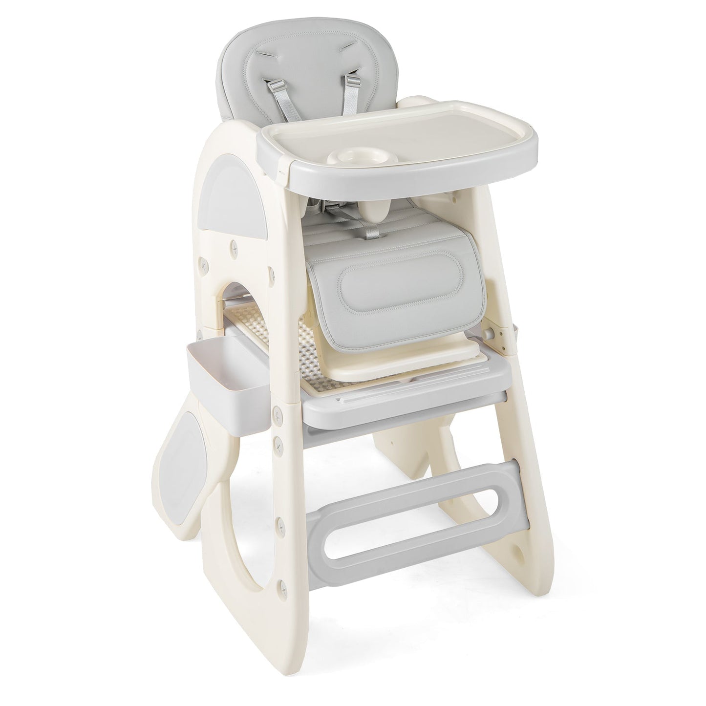 Convertible Baby High Chair with Double-layer Tray and Adjustable Backrest