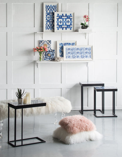 Hanging Sculptures, Modern Wall Art Decor (Set of 2) - White / Blue