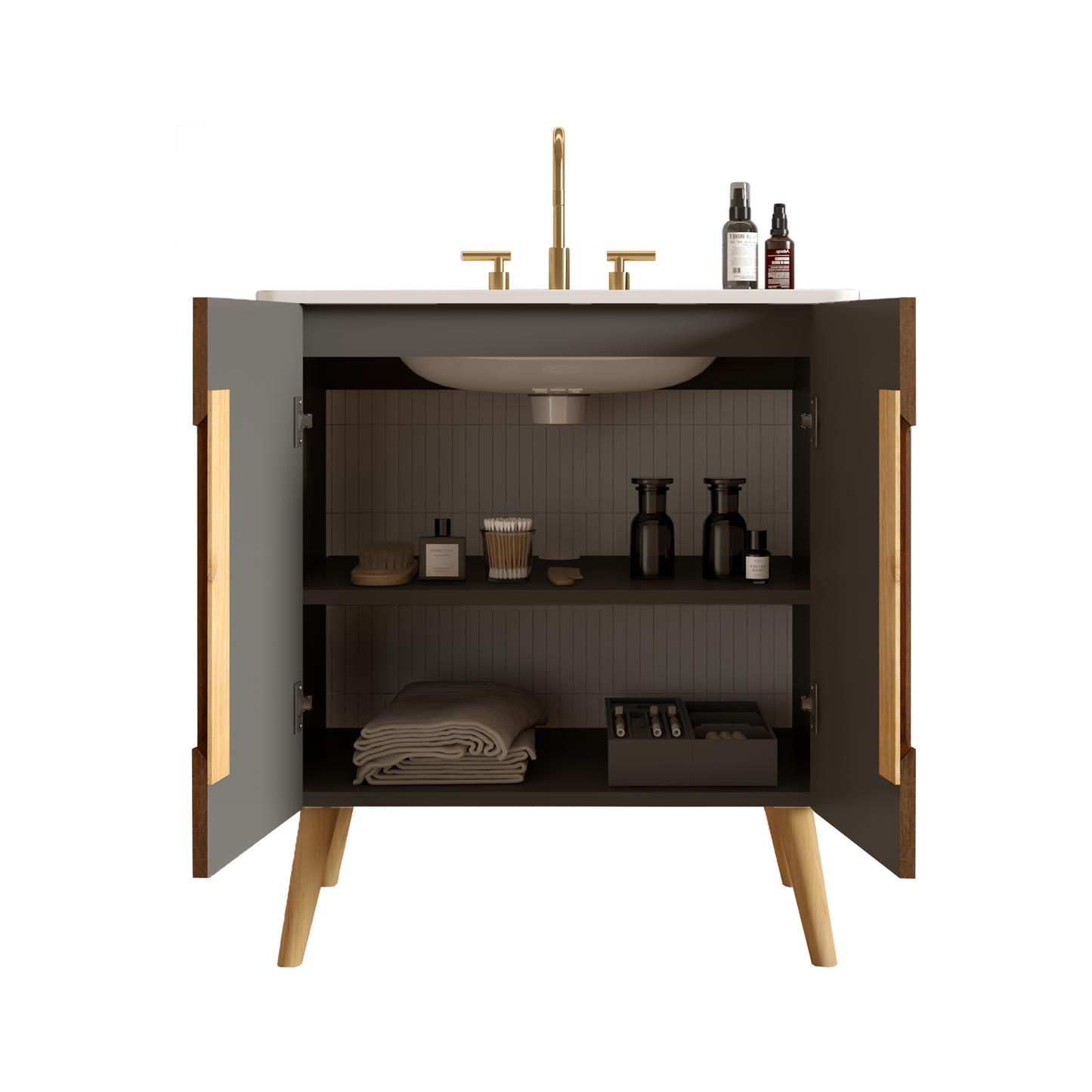 Etna 30"F Striped Bathroom Vanity