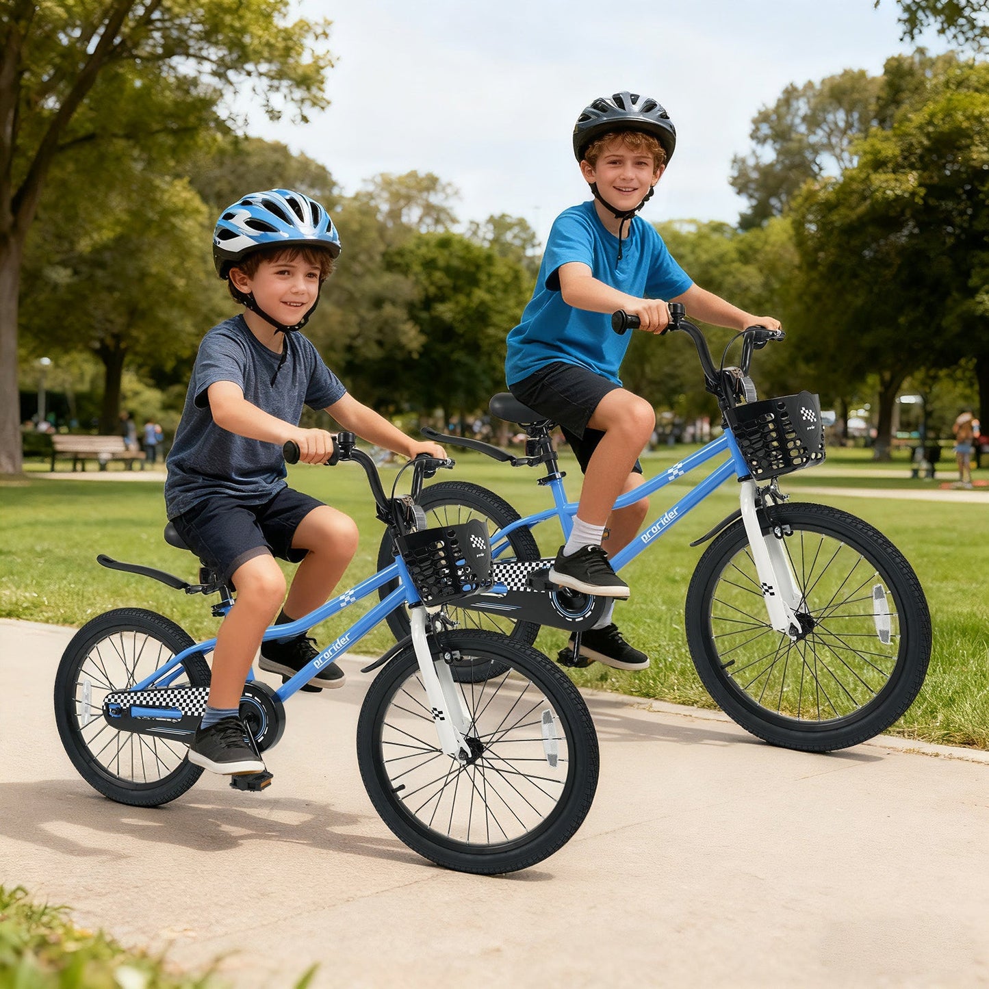 20 Inch Kids Bike Adjustable with Kickstand and Storage Basket for Aged 8+ Years