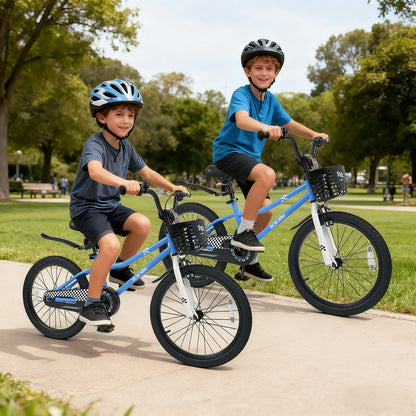 20 Inch Kids Bike Adjustable with Kickstand and Storage Basket for Aged 8+ Years