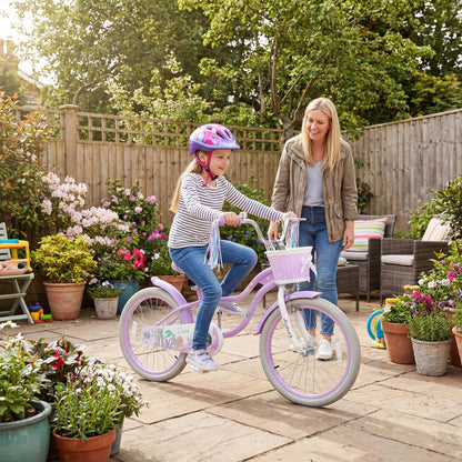 Kids Bike 12-20 Inch with Training Wheels & Basket Purple