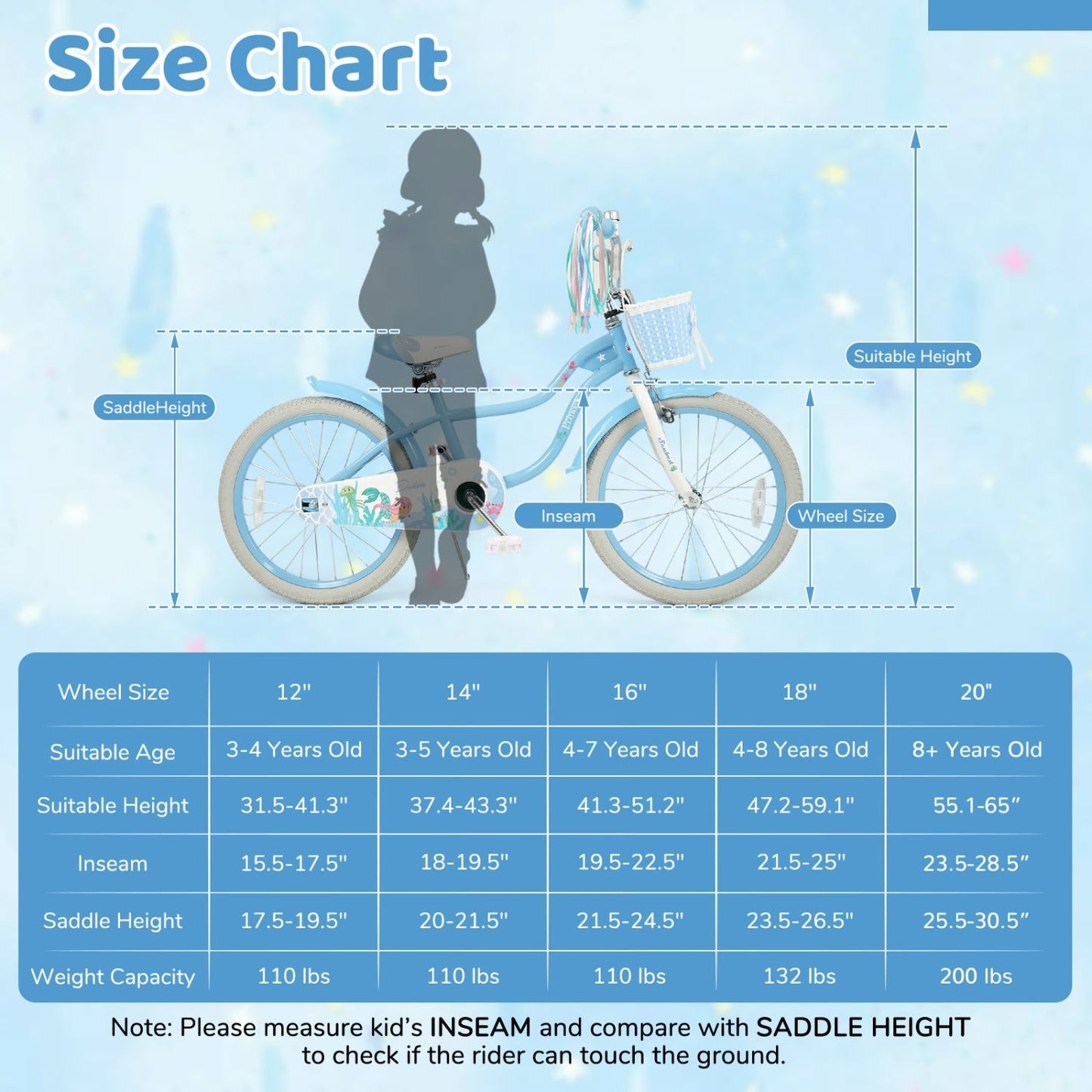 Kids Bike 12-20 Inch with Training Wheels & Basket