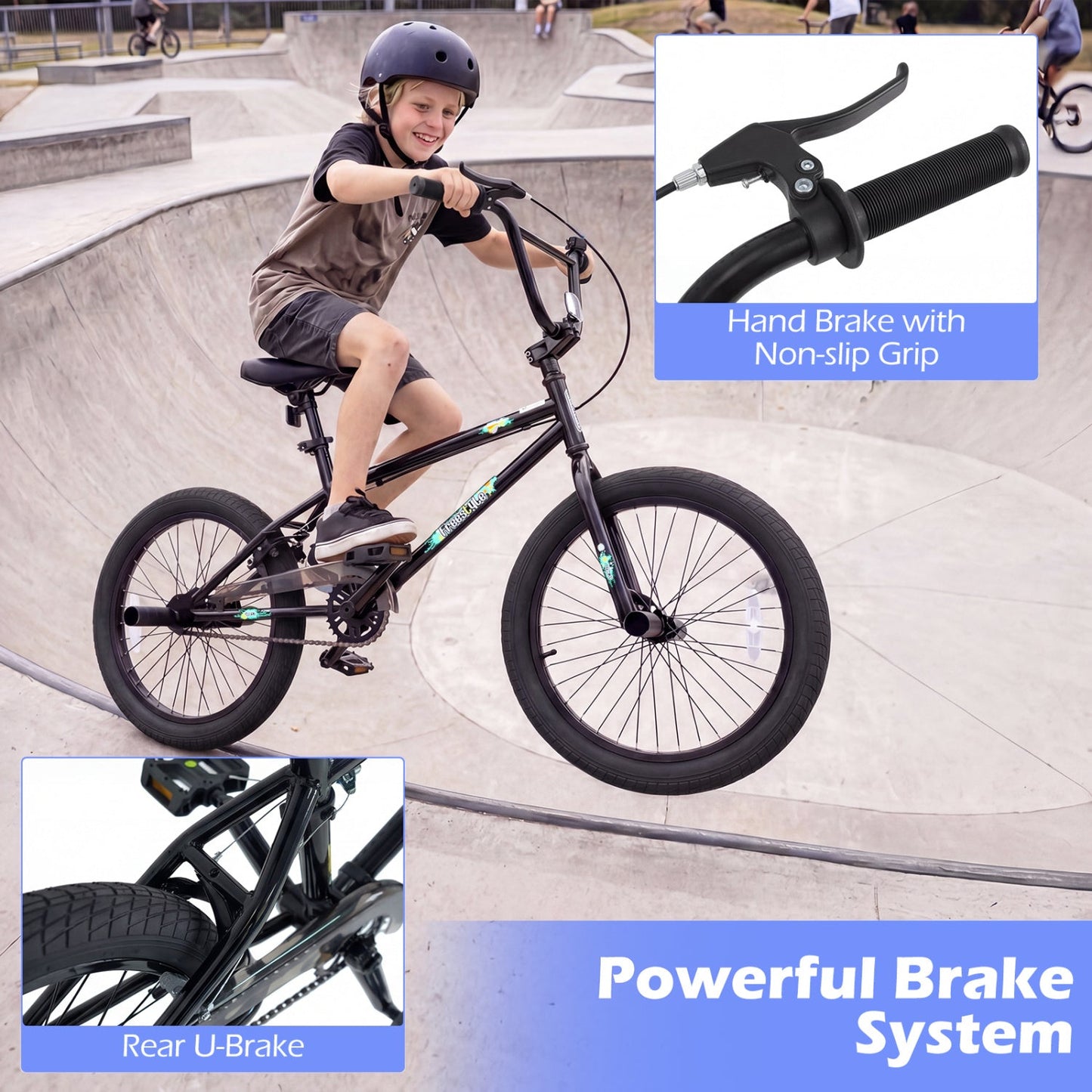20 Inch BMX Trick Bike with 360° Steering for Kids & Teens