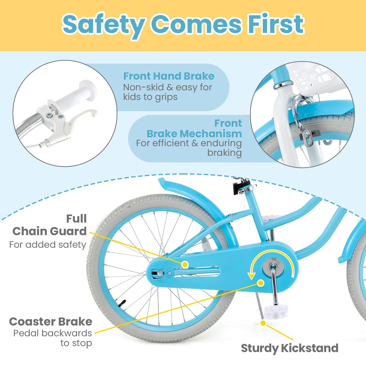 20 Inch Kids Bike with Dual Brakes and Adjustable Seat