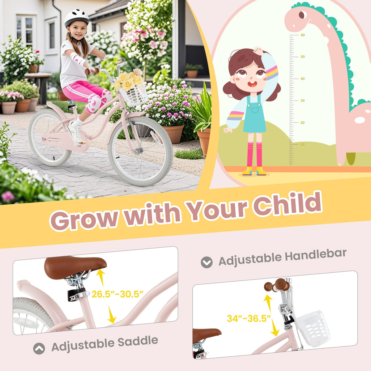 20 Inch Kids Bike with Kickstand for Boys Girls