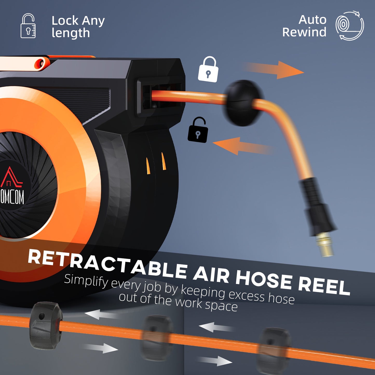 HOMCOM Retractable Air Hose Reel