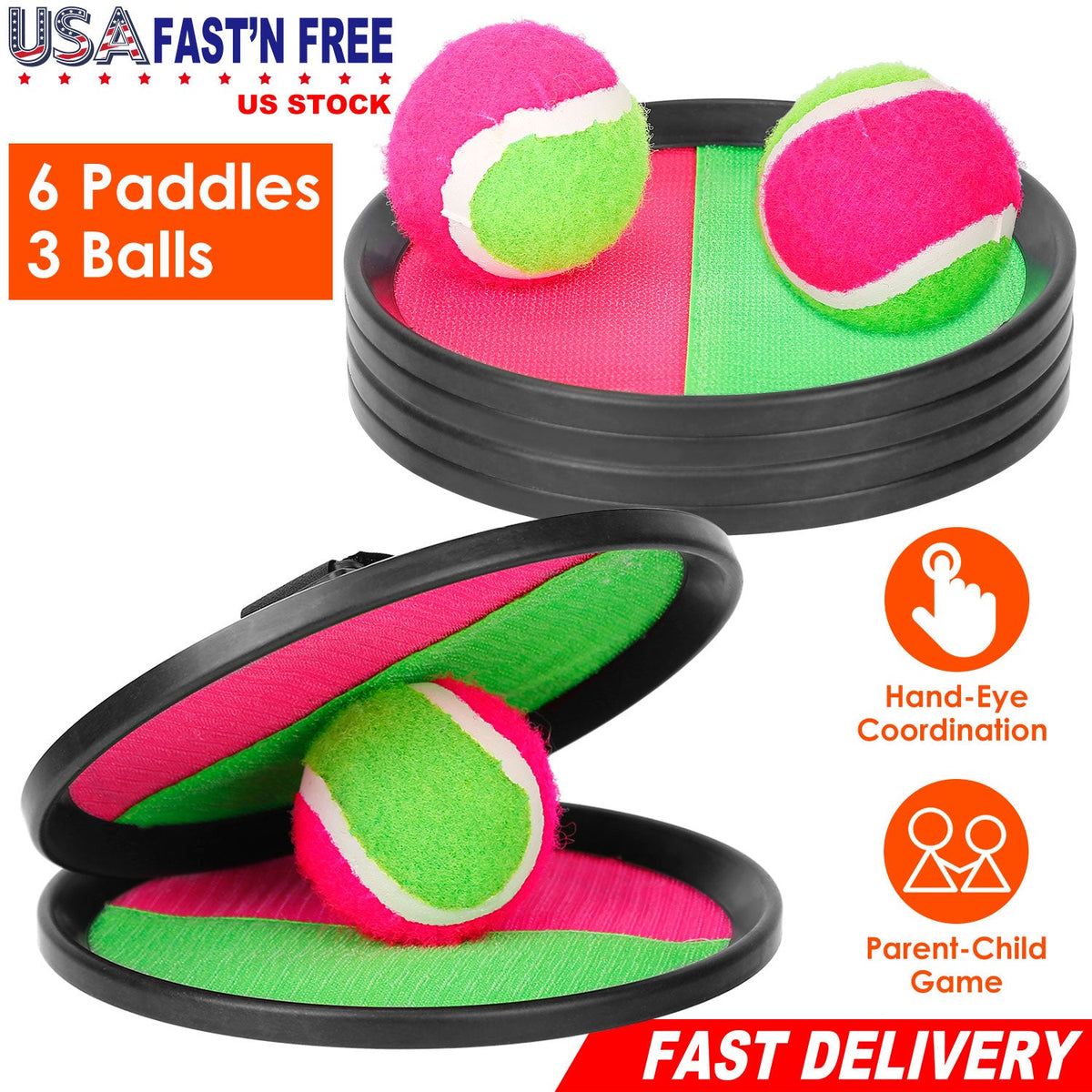 3Sets Toss and Catch Ball Throw Catch Ball Paddle Outdoor Ball Game Catch Game Beach Game