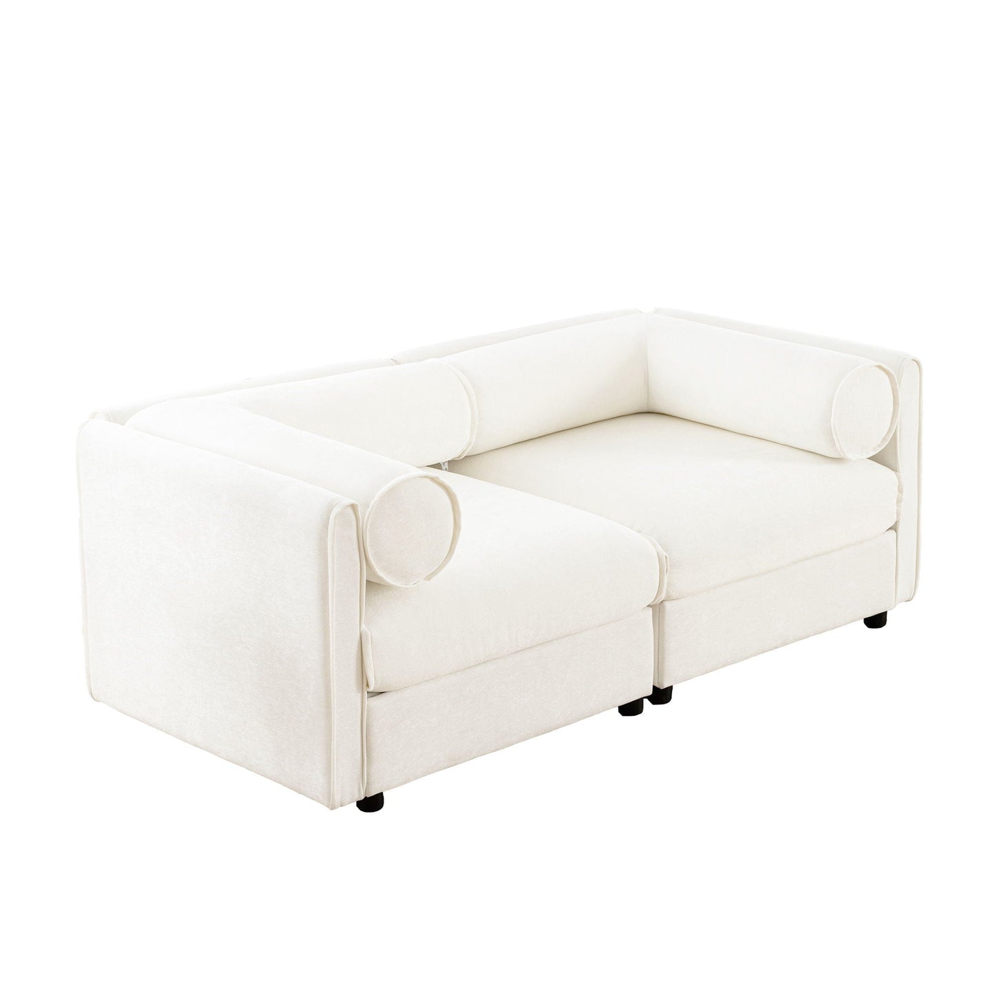 Stylish Sofa With Storage Seat And Cylindrical Backrest