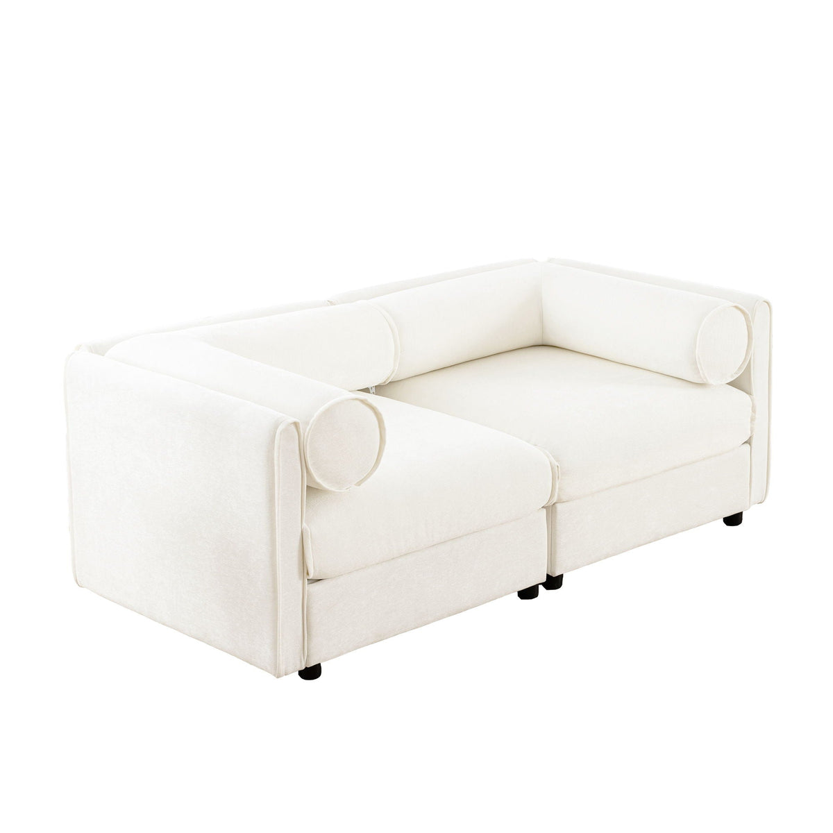 Stylish Sofa With Storage Seat And Cylindrical Backrest