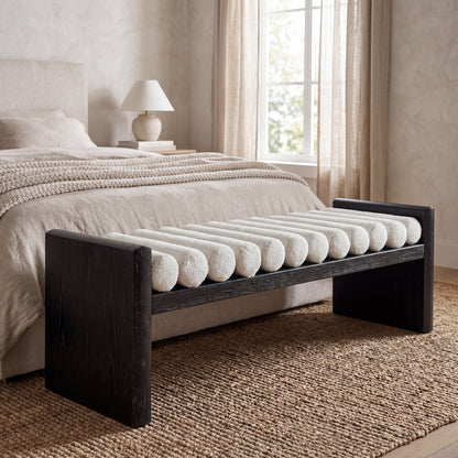62.8" Modern Chenille Upholstered Bench