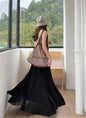 Spring And Summer New Plus-Size Pleated Skirt For Women, Stylish Pleated A-Line Long Skirt, Chiffon High-Waisted Tulle Skirt For Plus-Size Women