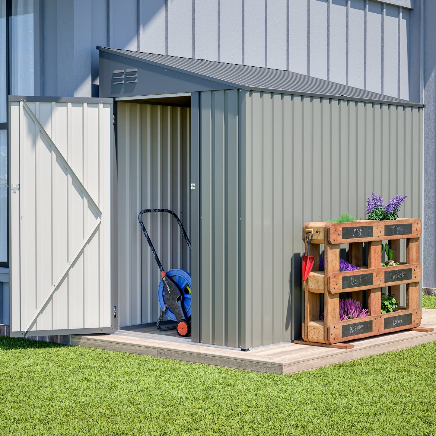 4x7 Foot Lean-To Shed in Olive