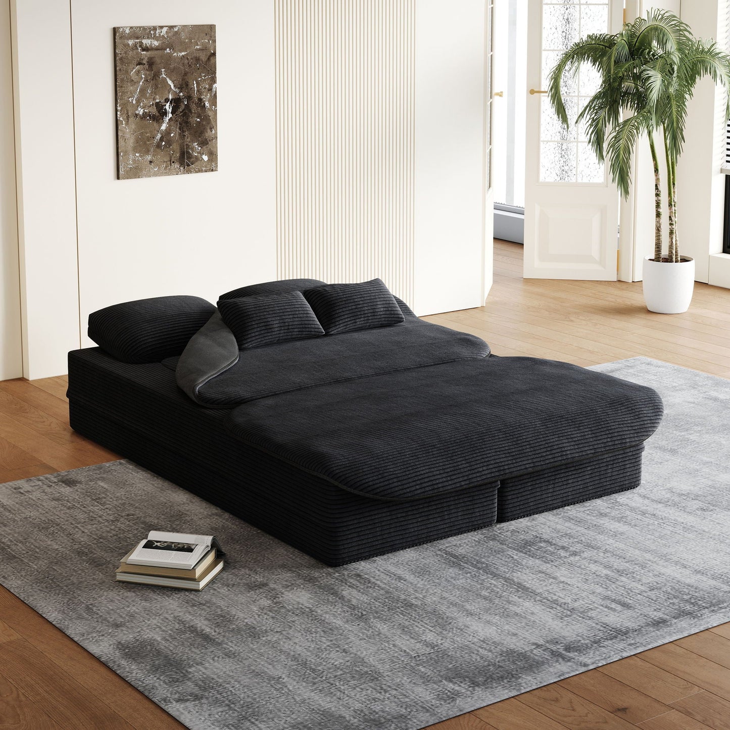 2 In 1 Foldable Sofa Bed With Multi Functional Blanket