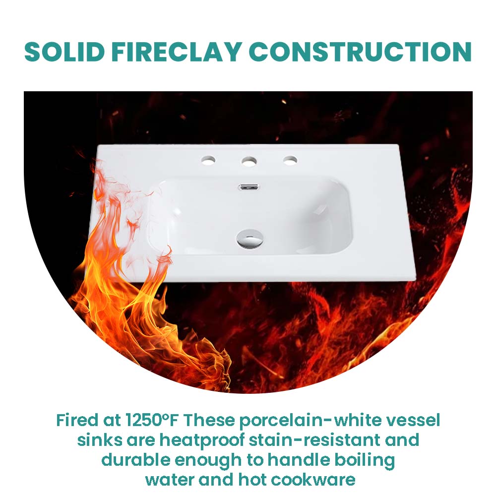 Glossy White Ceramic Integrated Sink