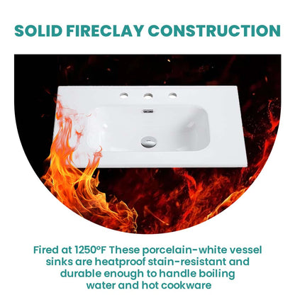 Glossy White Ceramic Integrated Sink