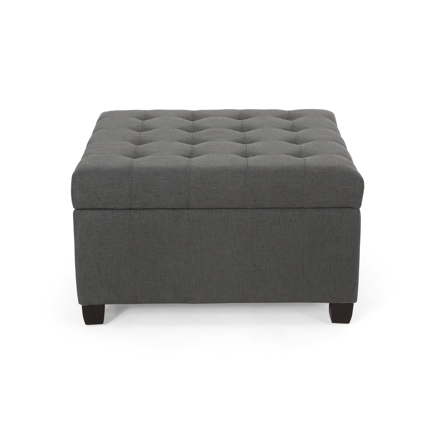 Upholstered Tufted Fabric Storage Ottoman