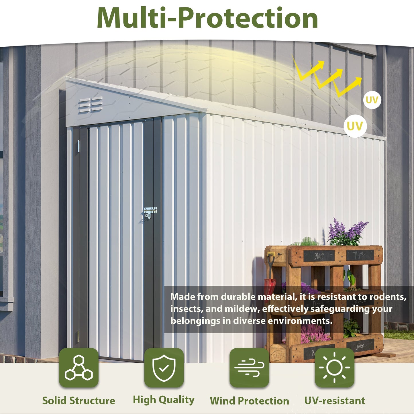 White 4' x 7' Lean-To Storage Shed