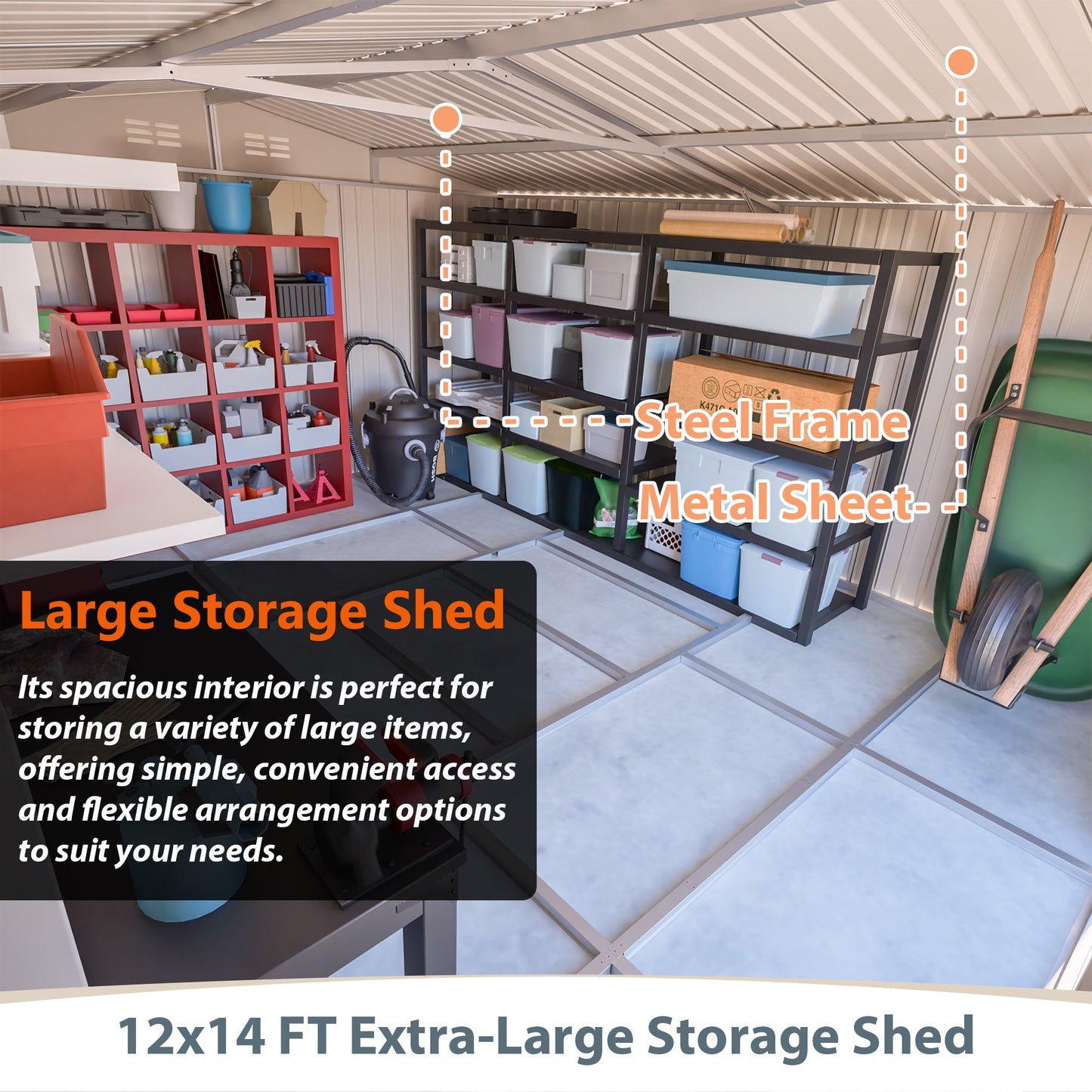 12×14 ft Outdoor Metal Storage Shed
