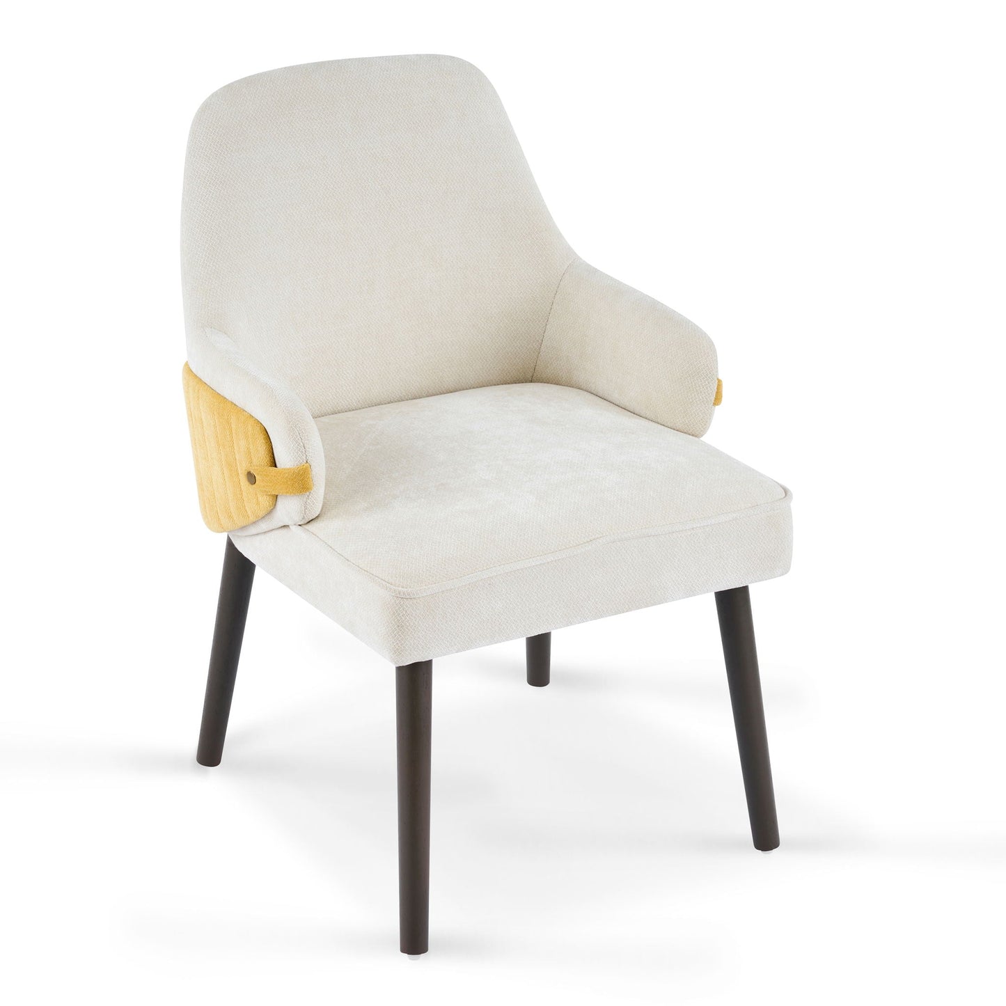 Indoor Dining Chair Set of 2 with Sturdy Frame - Beige / Yellow
