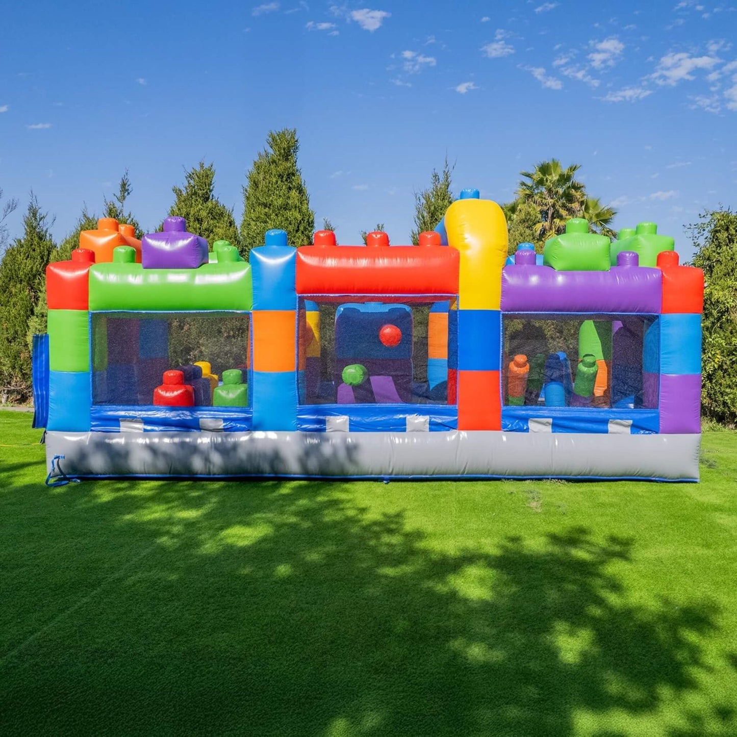 20FT Giant Multicolor Block Inflatable Obstacle Course With Large Mesh Windows (SAK75192)