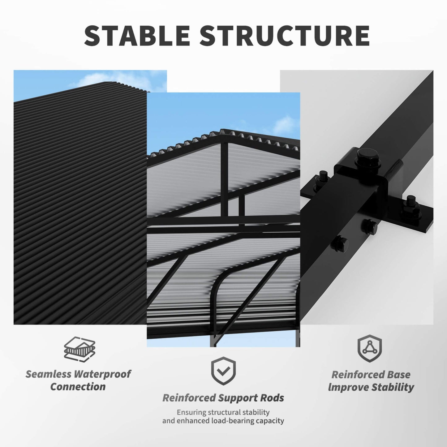[20X30FT] Alora Heavy-Duty Wind-Resistant Steel Roof Carport With Triangular Frame (SAK94812)