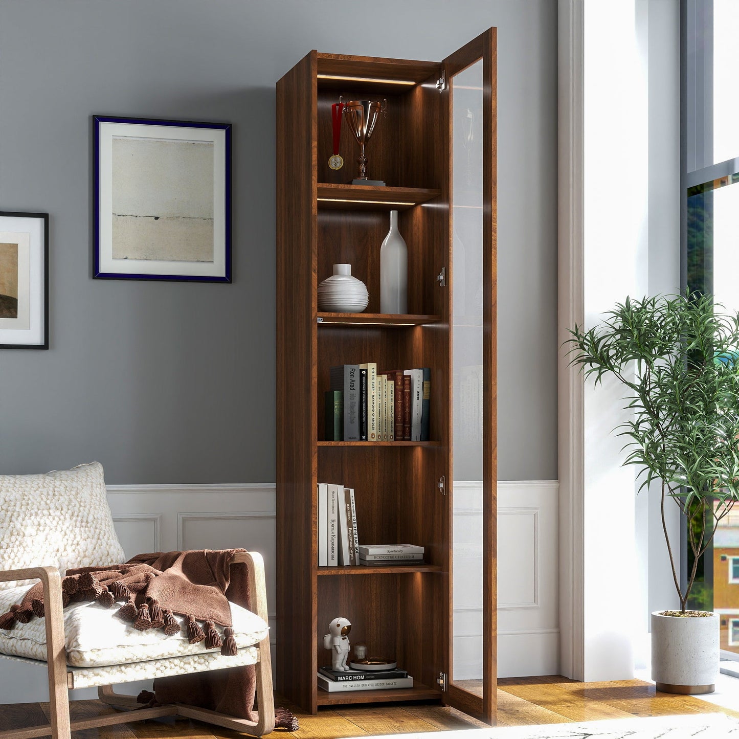 Display Cabinet with Transparent Acrylic Plate Doors and LED Lights