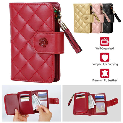 Women Wallet PU Leather Lady Clutch Case Credit Card Holder ID Card Window Coin Purse w/ Tassel For Girls