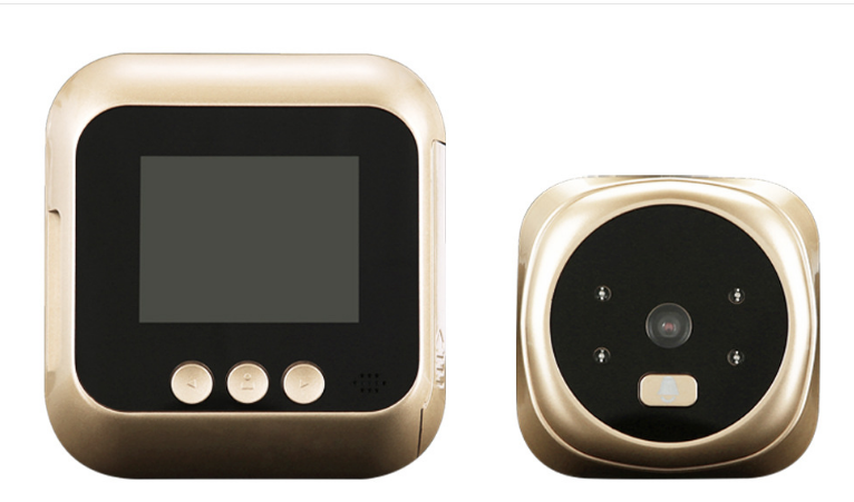Gold Smart Cat Eye - 2.4 Inch LCD Security Smart Doorbell Peephole Camera | Home Security Night Vision Doorbell, Digital Door Viewer, Wireless Peephole Camera for Home Office