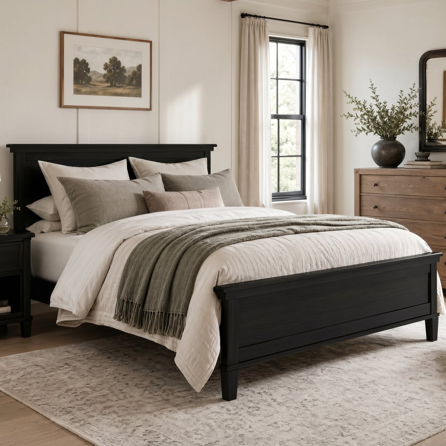 Mid-Century Modern Wood Platform Bed