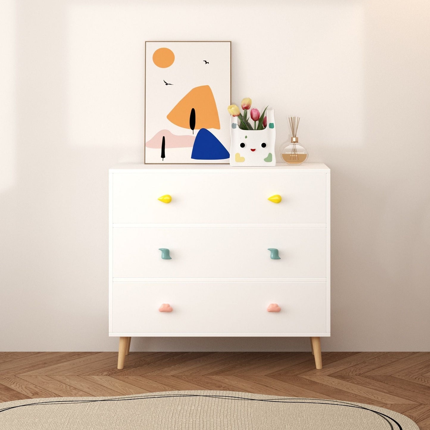 3 Drawer Dresser Storage Cabinet With Anti-Tip Safety