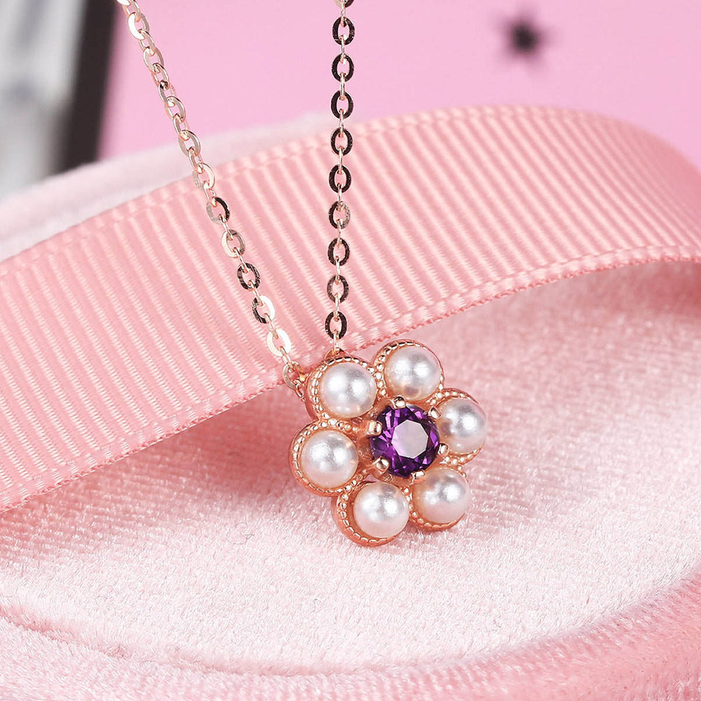 Rose gold plum necklace