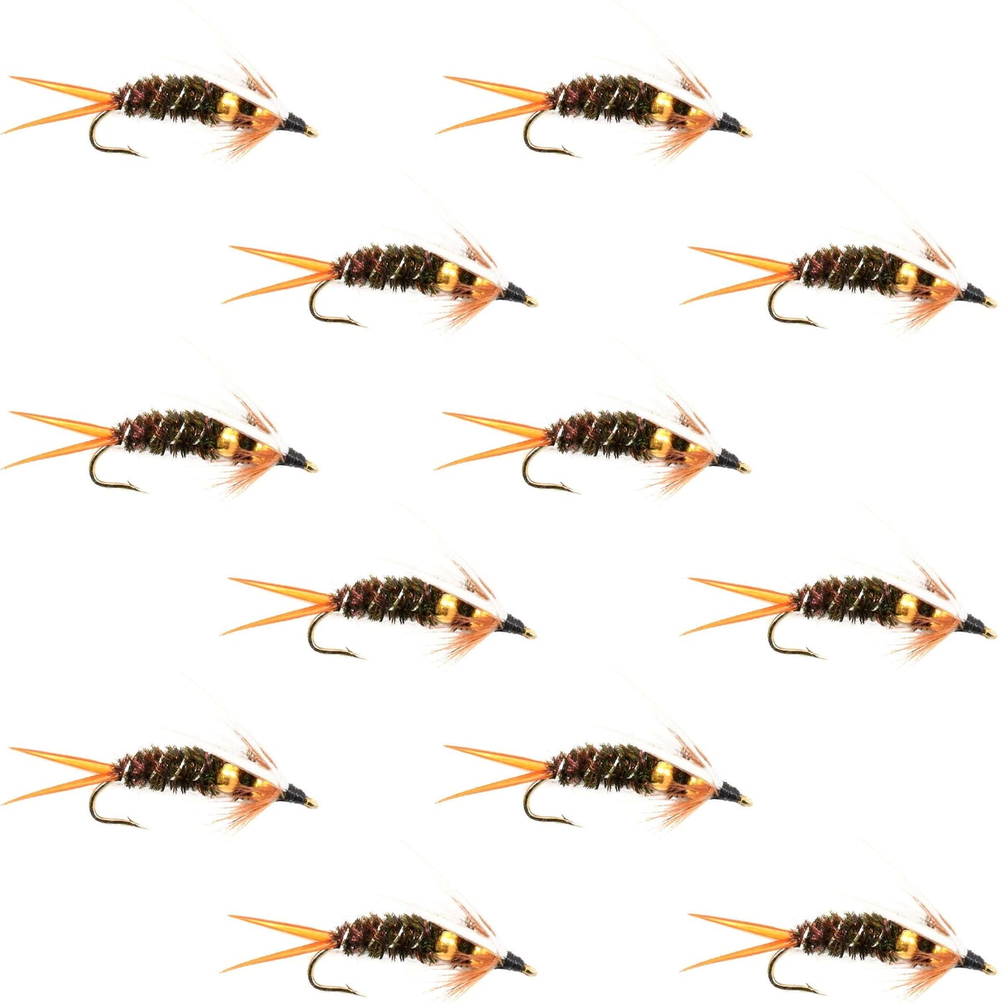 Double Bead Prince Nymph Fly Fishing Flies - 12 Flies Hook Size 10