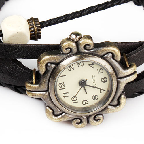 New! Boho Retro Angel Wing Leather Watch – Black