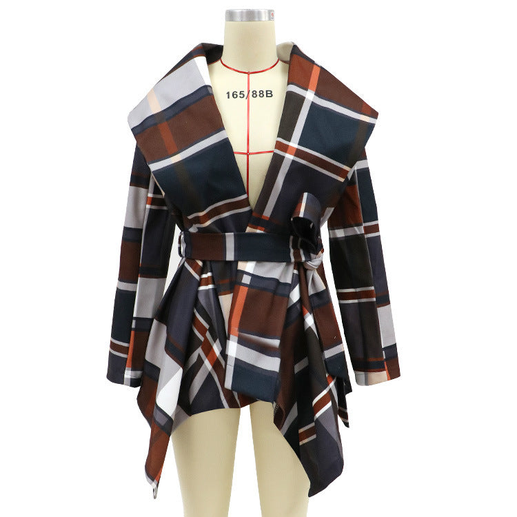New Multi colored plaid Woolen coat autumn