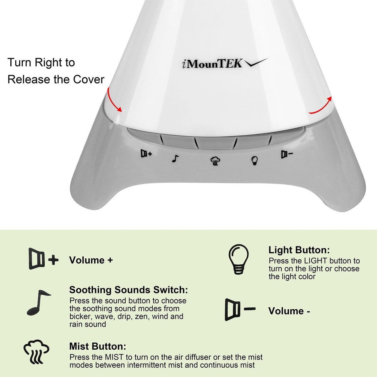 120ml Cool Mist Humidifier Ultrasonic Aroma Essential Oil Diffuser w/Soothing Sounds 7 Color Night Lights Waterless Auto Off for Relaxation and Sleepi